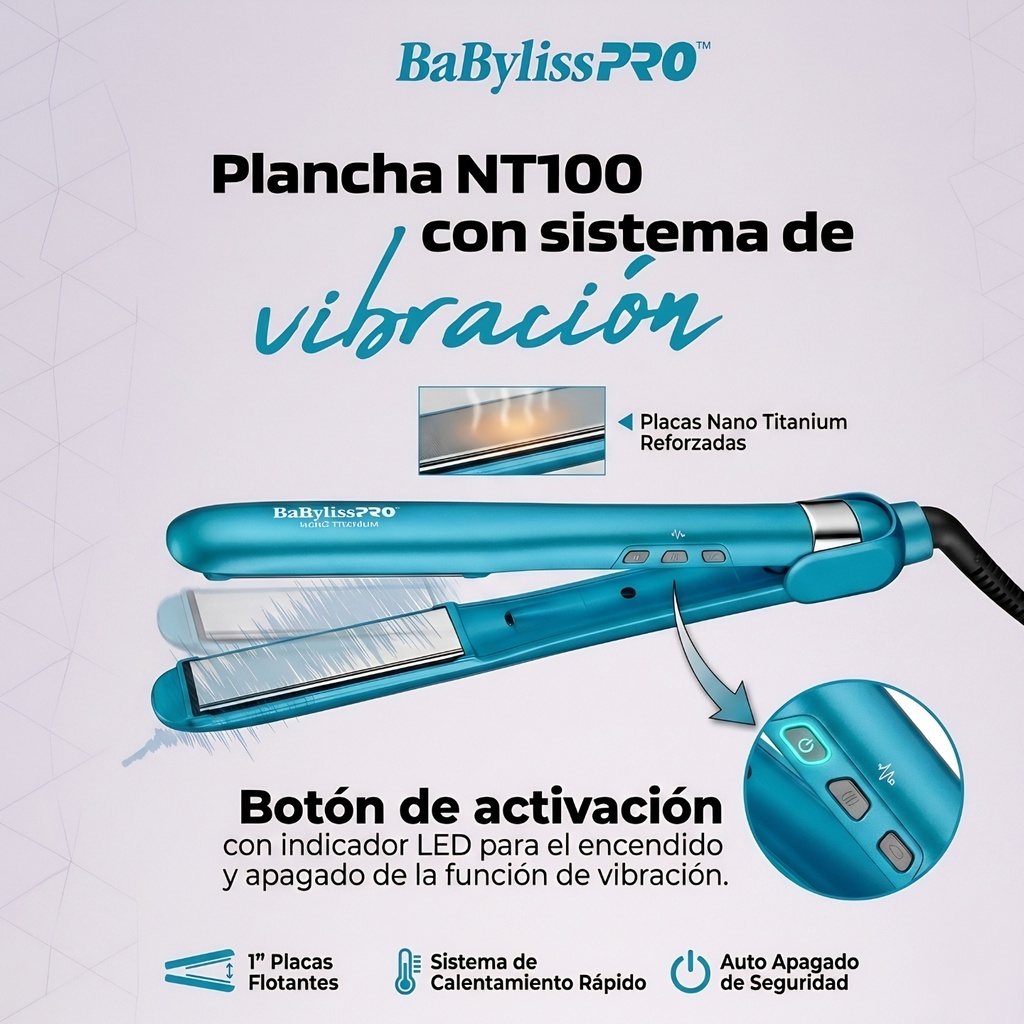 BaBylissPRO® PLANCHA Nano Titanium™ Con Sistema de Vibracion