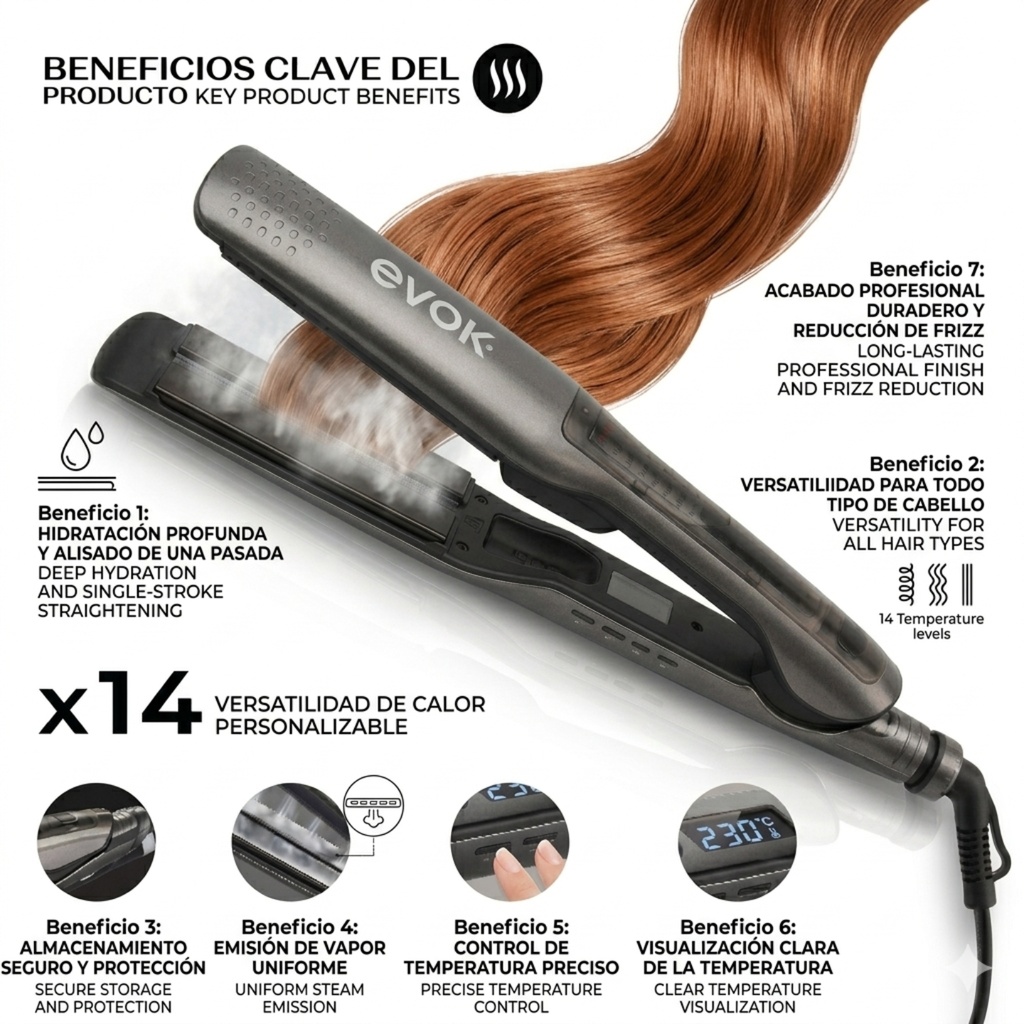 Plancha de Cabello a Vapor Serie 0607