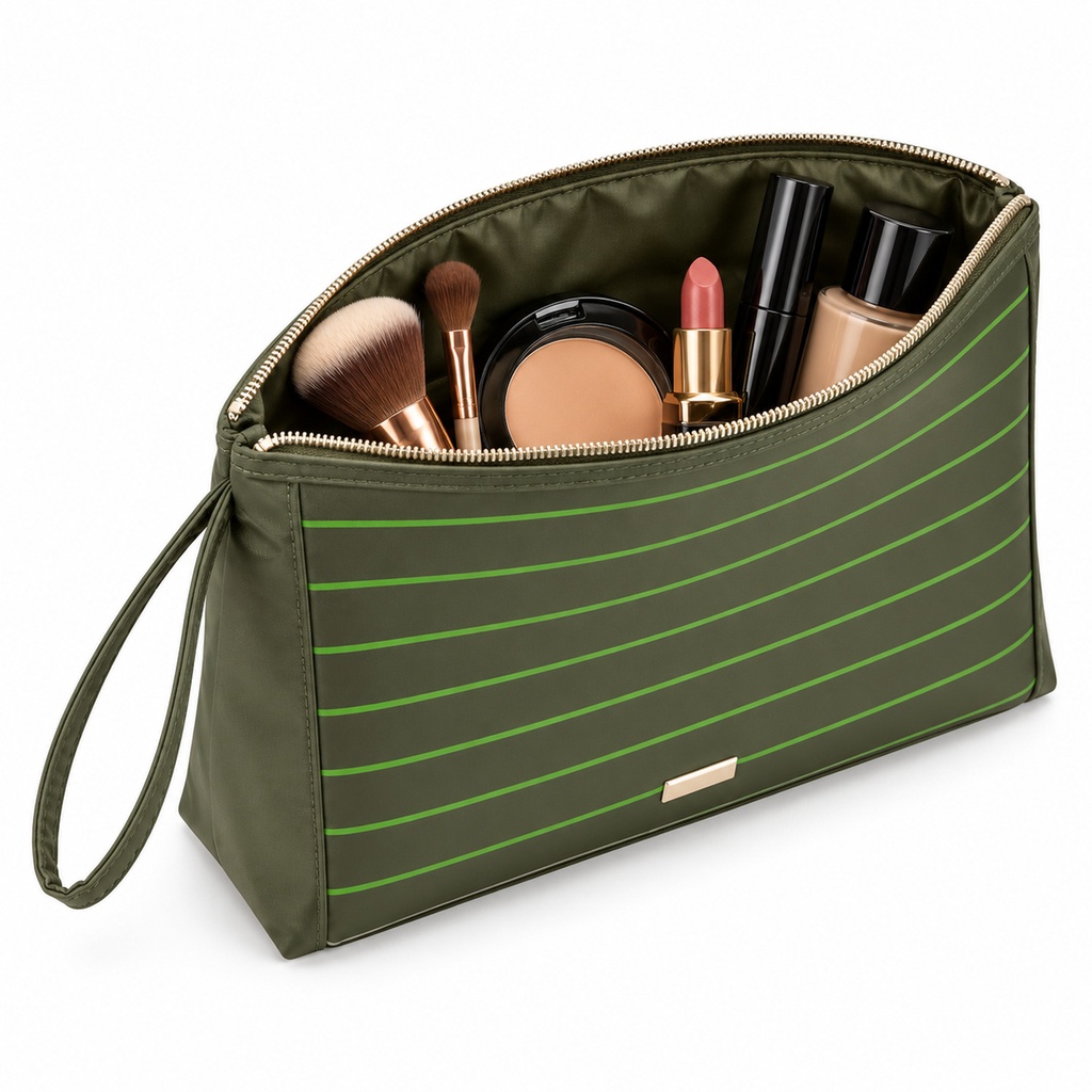 COSMETIQUERA GRANDE CON RAYAS VERDES