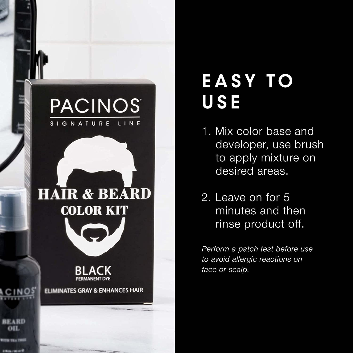 Pacinos Hair & Beard Color Kit - BLACK
