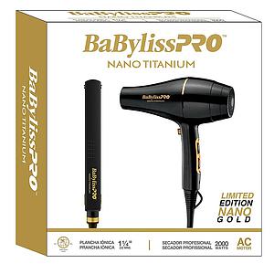 BaBylissPRO® PACK PLANCHA 4091 Nano Titanium™ + BLOWER 2000 WATT BLACK GOLD