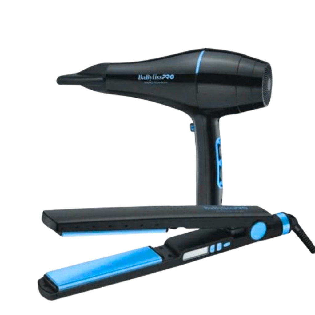 BaBylissPRO® PACK Plancha 4091 1¼´ Nano Titanium + Blower 2000 WATT BLUE