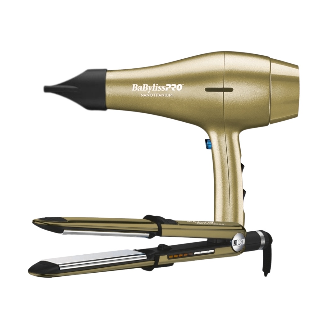 BaBylissPRO® PACK Blower 2000 + Plancha OPTIMA Nano Titanium 3000 1¼´ GOLD