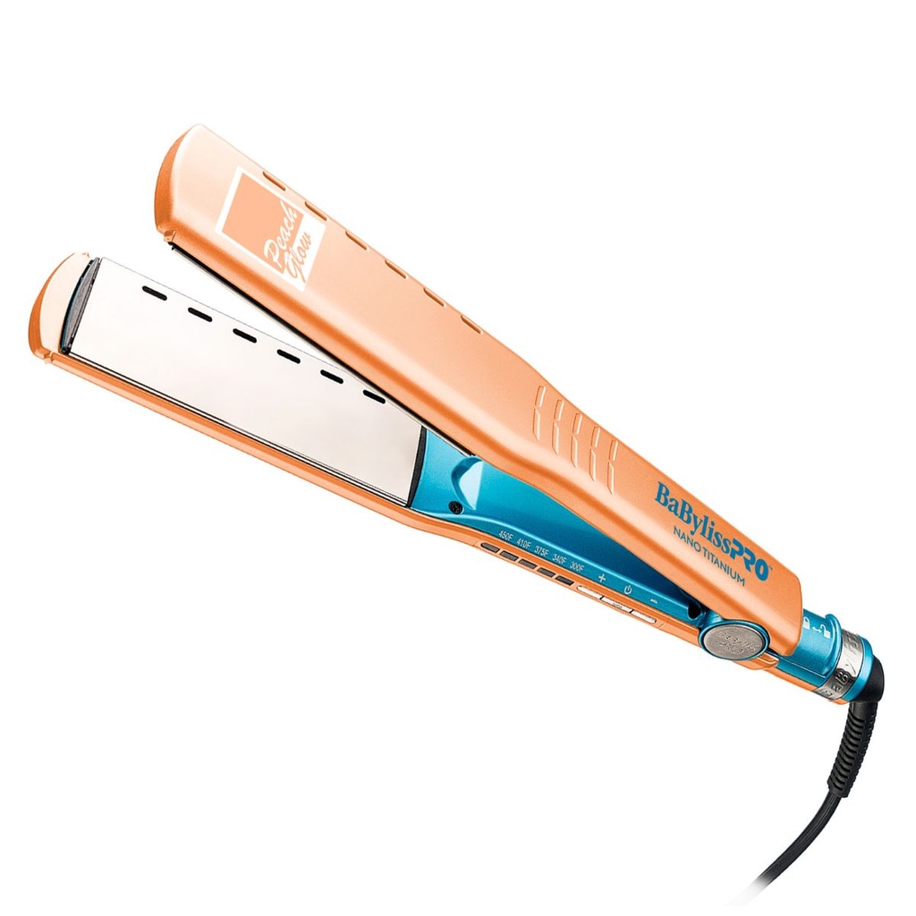 BaBylissPRO® Plancha PEACH GLOW VENTED 1 ½ Nano Titanium (MELOCOTON Y AZUL) 4093