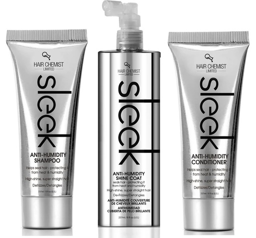 [H4XSL3P] Sleek Anti Humidity Kit Shampoo-Conditioner-Shine Coat 8 oz.